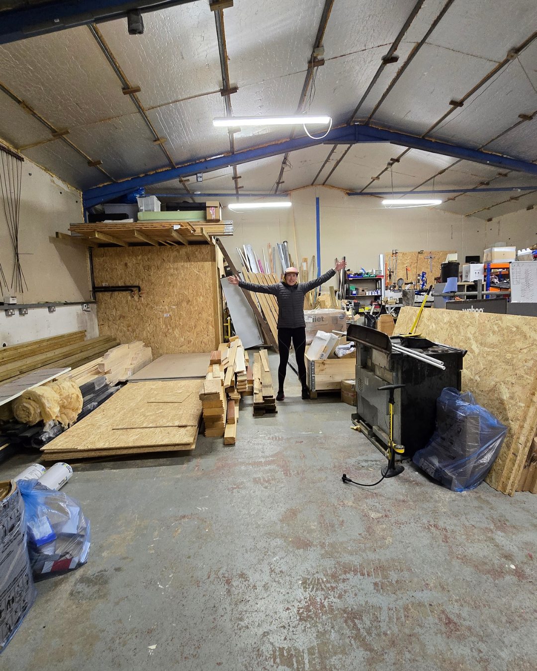 The real barn being used as a workshop before conversion
