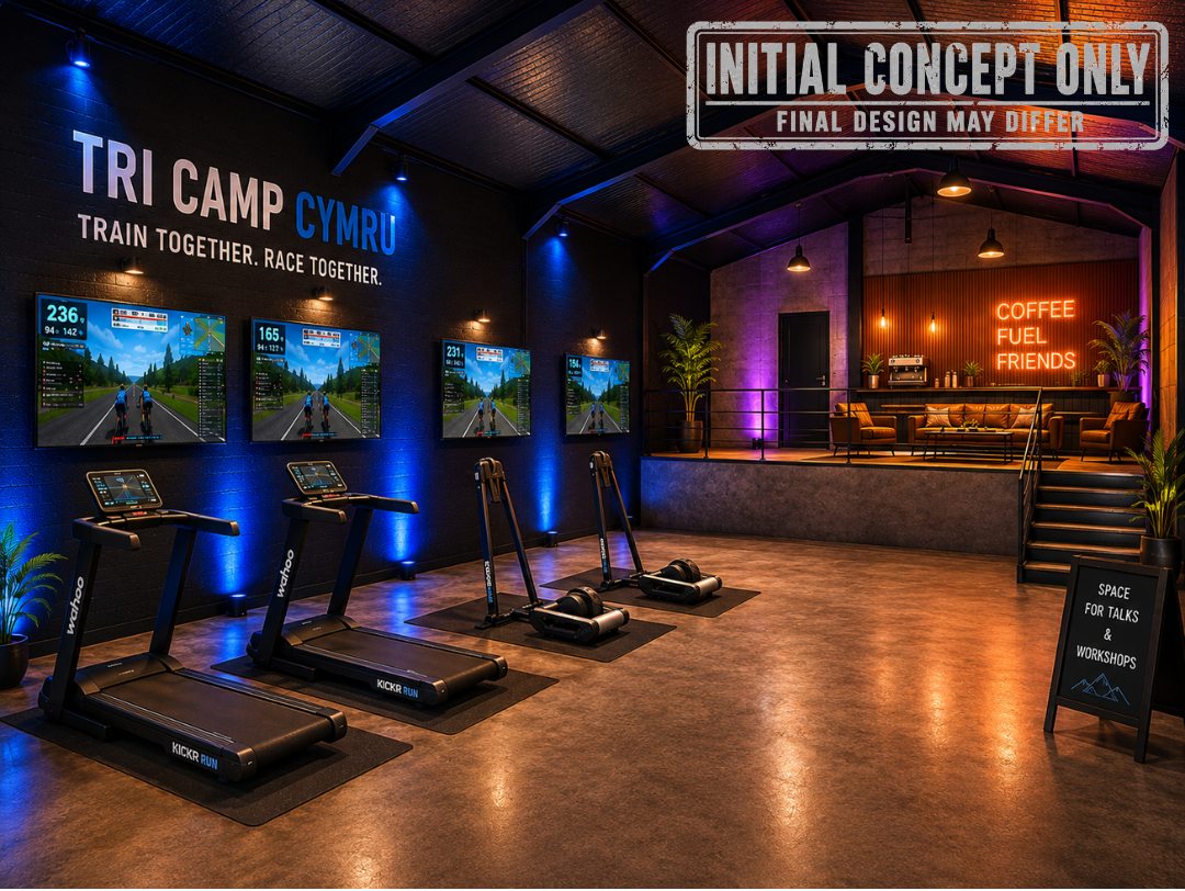 Initial concept for the completed indoor training and coffee space