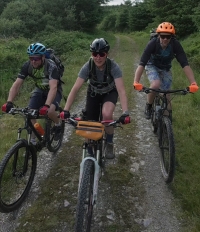 Mountain bikers on a woodland trail